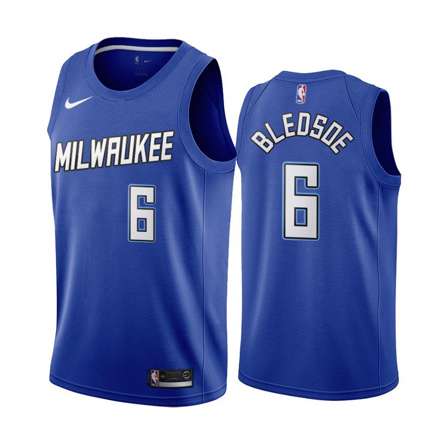 Men Milwaukee Bucks 6 eric bledsoe navy city edition new uniform 2020 nba jersey